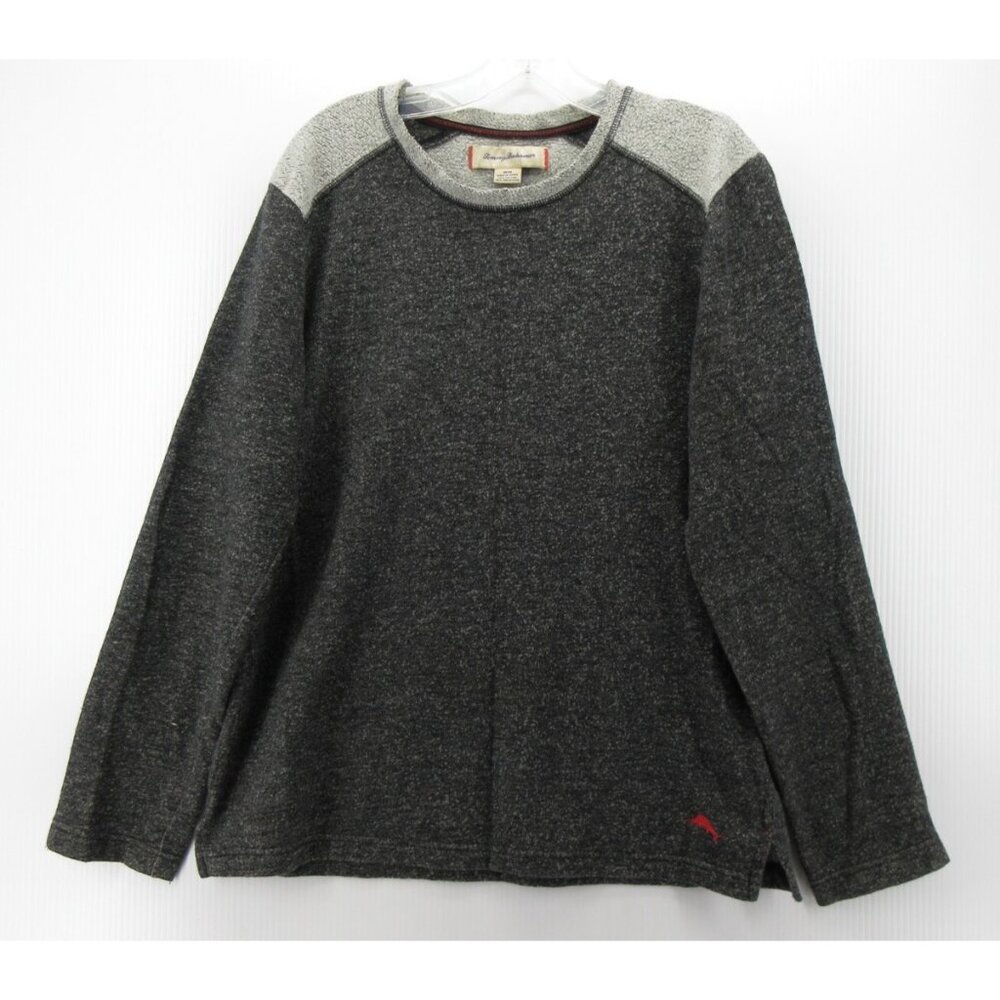 Tommy Bahama Sweater Medium Charcoal Pullover Marlin Heathered Raglan